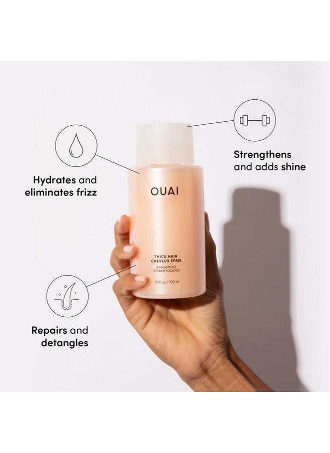 OUAI Thick Shampoo - Moisturizing Shampoo with Keratin, Marshmallow Root, Shea Butter & Avocado Oil for Thick Hair - Strengthens & Hydrates Strands - Paraben, Phthalate, Sulfate Free Shampoo - 10 oz