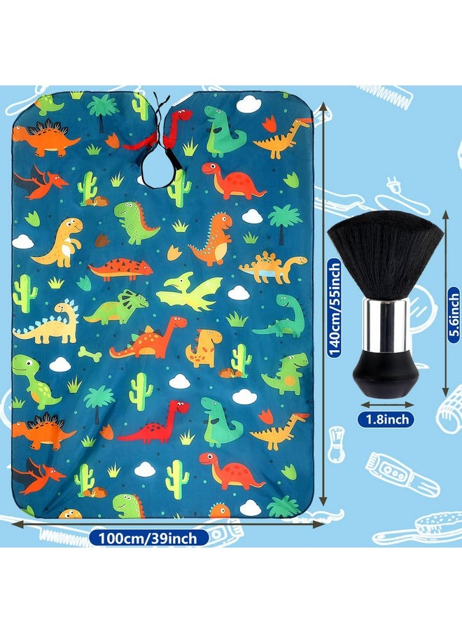 FEBSNOW Kids Hair Cutting Cape,Professional Kids Barber Cape and Neck Duster Brush Cartoon Hairdresser Apron with Adjustable Closure for Children Salon Barber Supplies for Kids & Adults 55x39 Inches