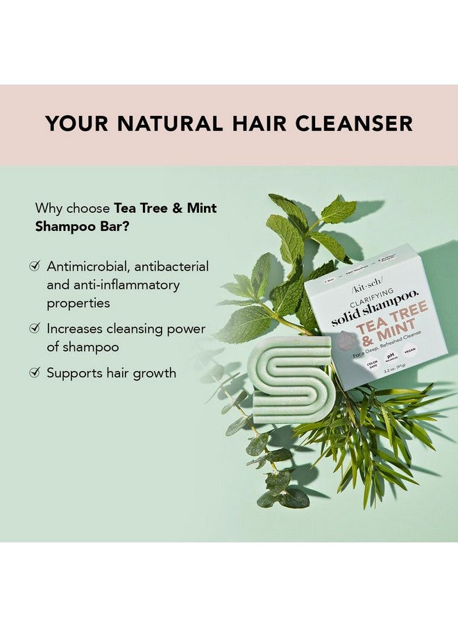 Kitsch Tea Tree & Mint Anti-Dandruff Shampoo Bar - Vegan, Natural, Paraben & Sulfate Free | For Itchy Scalp & All Hair Types | Made in US, 3.2oz