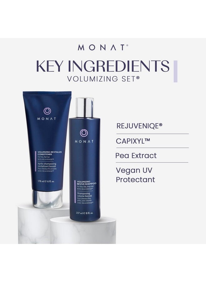 MONAT Volumizing Shampoo and Conditioner Set Infused with REJUVENIQE For Flat Fine to Medium Hair - Boosts Volume & Strengthens with Biotin, Collagen, Vitamins - UV Protectant | 8 fl oz & 6 fl. oz