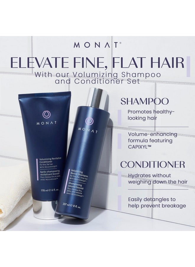 MONAT Volumizing Shampoo and Conditioner Set Infused with REJUVENIQE For Flat Fine to Medium Hair - Boosts Volume & Strengthens with Biotin, Collagen, Vitamins - UV Protectant | 8 fl oz & 6 fl. oz