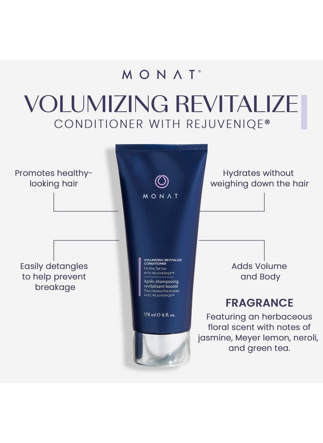 MONAT Volumizing Shampoo and Conditioner Set Infused with REJUVENIQE For Flat Fine to Medium Hair - Boosts Volume & Strengthens with Biotin, Collagen, Vitamins - UV Protectant | 8 fl oz & 6 fl. oz