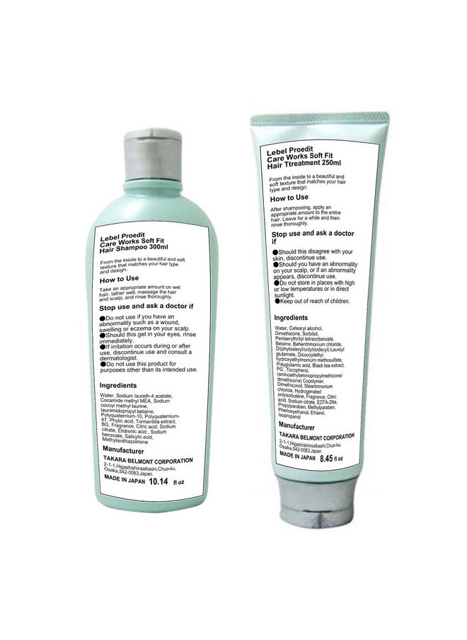 Lebel Proedit Care Works Hair Shampoo 300ml & Hair Ttreatment 250ml Set - Soft Fit