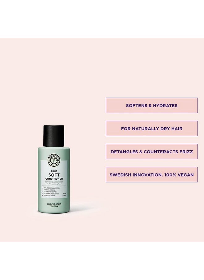 Maria Nila True Soft, Conditioner 3.4 Fl Oz, For Dry Hair, Argan Oil Remoisturises & Reduces Frizz, 100% Vegan & Sulfate/Paraben free