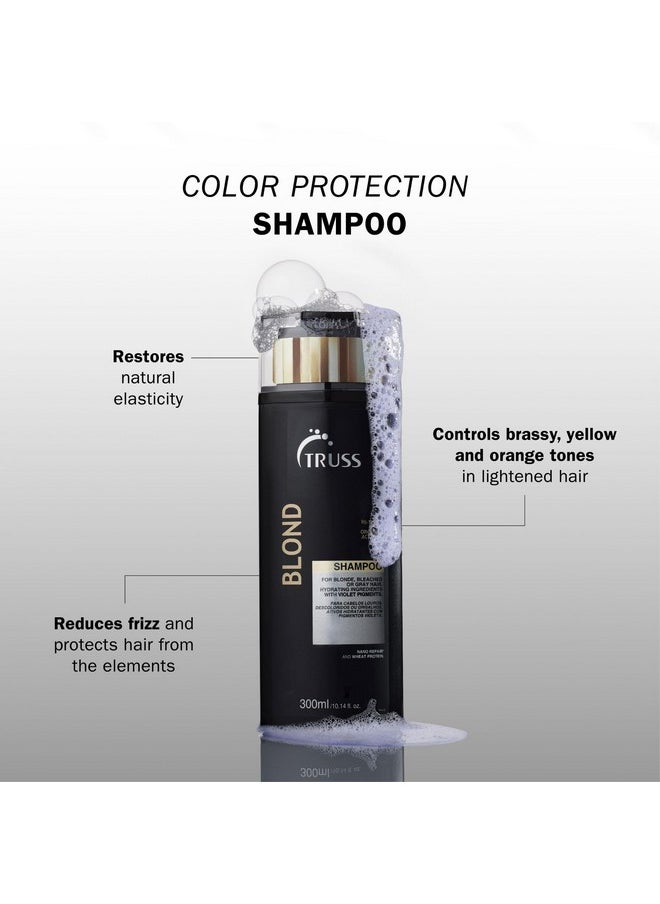 TRUSS Blond Shampoo - Toning & Color Protect Shampoo with Frizz Control - Violet Pigmented Blonde Shampoo that Controls Brassy and Yellow + Orange Tones in Bleached, Highlighted & Gray Hair (300 ml)
