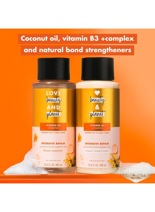 Love Beauty and Planet Shampoo with Vitamin B3 Coconut Oil & Ylang Ylang for Intensive Repair for Damaged Hair Sulfate, Silicone, & Paraben Free. Cruelty-Free. 13.5 oz