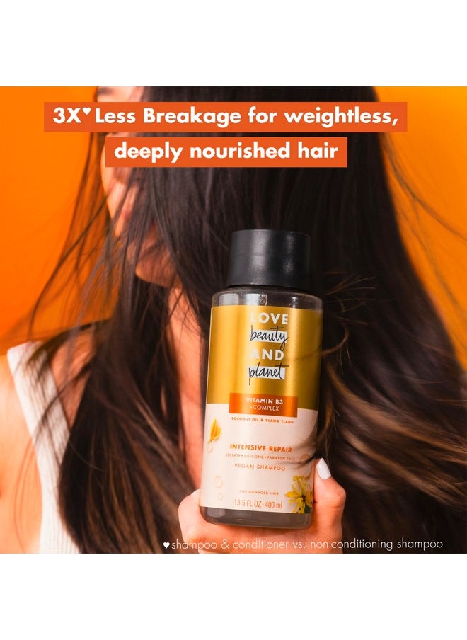 Love Beauty and Planet Shampoo with Vitamin B3 Coconut Oil & Ylang Ylang for Intensive Repair for Damaged Hair Sulfate, Silicone, & Paraben Free. Cruelty-Free. 13.5 oz
