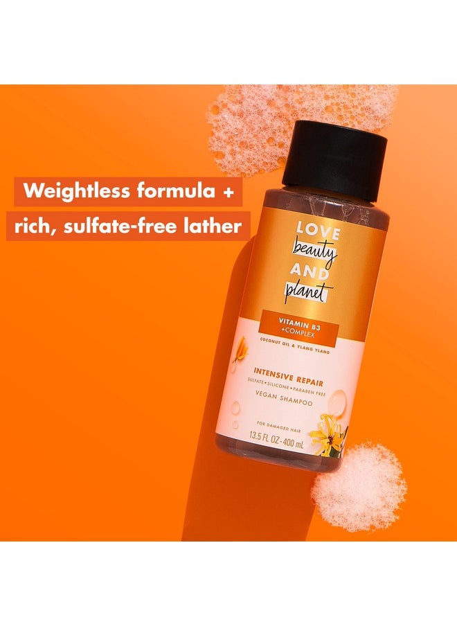 Love Beauty and Planet Shampoo with Vitamin B3 Coconut Oil & Ylang Ylang for Intensive Repair for Damaged Hair Sulfate, Silicone, & Paraben Free. Cruelty-Free. 13.5 oz