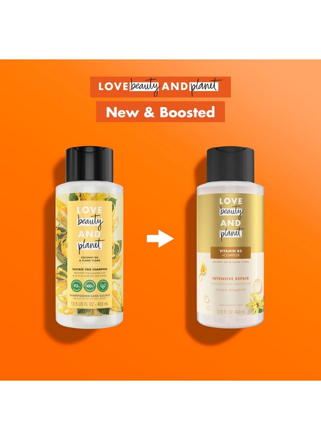 Love Beauty and Planet Shampoo with Vitamin B3 Coconut Oil & Ylang Ylang for Intensive Repair for Damaged Hair Sulfate, Silicone, & Paraben Free. Cruelty-Free. 13.5 oz