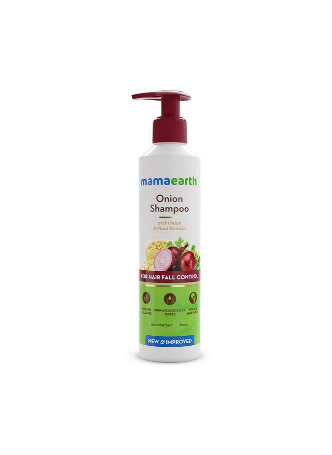 MAMAEARTH Onion Shampoo for Hair Growth & Loss Control | Moisturizing Gentle Scalp Cleanser with Plant Keratin | Sulfate & Paraben Free | 8.45 Fl Oz (250ml)