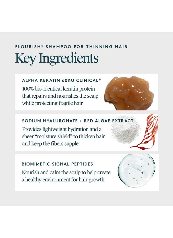 Virtue Flourish Sulfate Free Shampoo for Thinning Hair, Volumizing Hair Growth Product, Detoxifies and Repairs, Color Safe