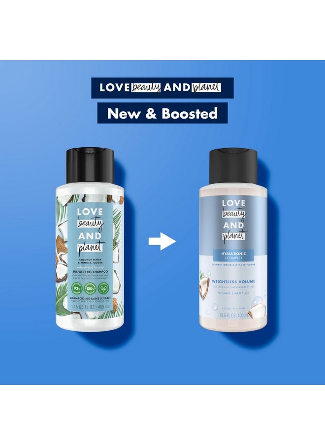 Love Beauty and Planet Weightless Volume Shampoo with Hylauronic acid Coconut Water & Mimosa Flower for Thin and Fine Hair 13.5 oz
