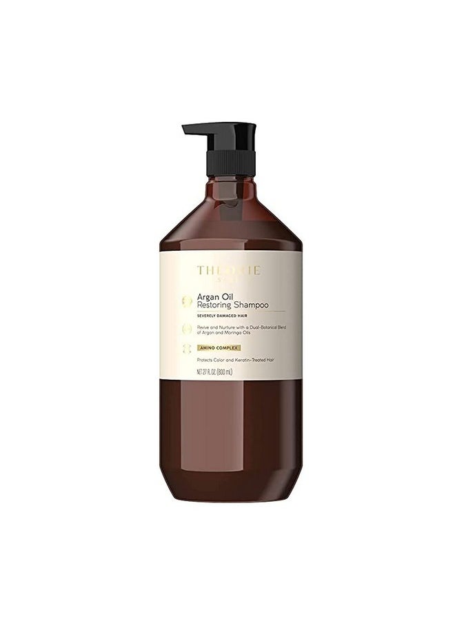 Theorie Argan Oil Restoring Shampoo - Rejuvenate & Moisturize - Sulfate Free - Suited for All Hair Types - Safe for Color & Keratin Treated Hair, Pump Bottle 800mL.