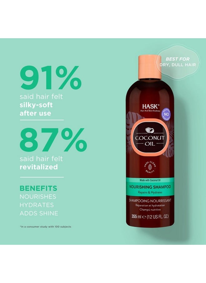 HASK Monoi Coconut Oil Nourishing Shampoo - 355 ml | Hydrating & Nourishing Shampoo | Sulfate & Paraben Free