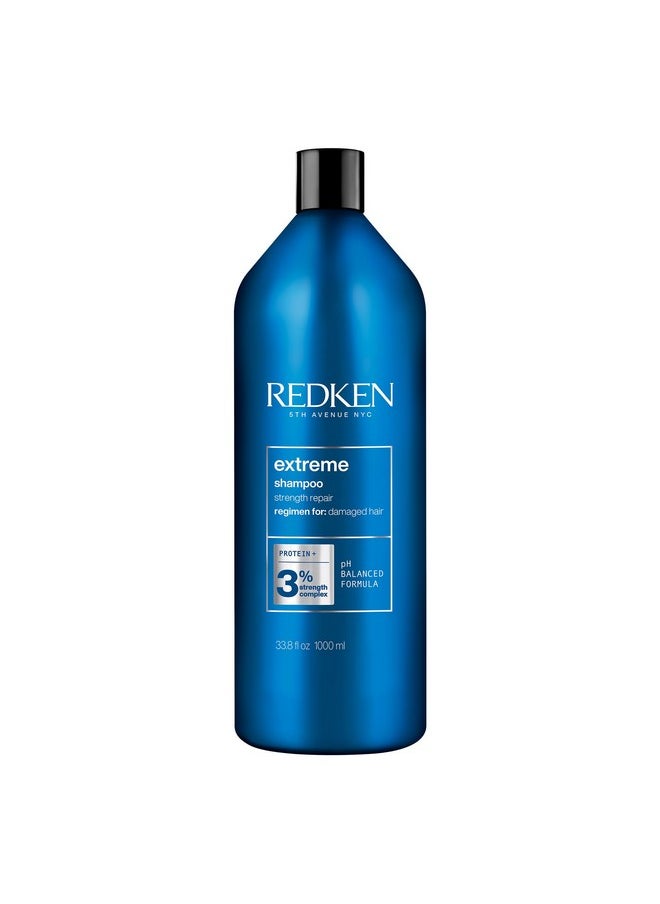 REDKEN Shampoo for Damaged Hair, Repairs Strength and Adds Flexibility, Infused With Proteins, Extreme, 1000 ml