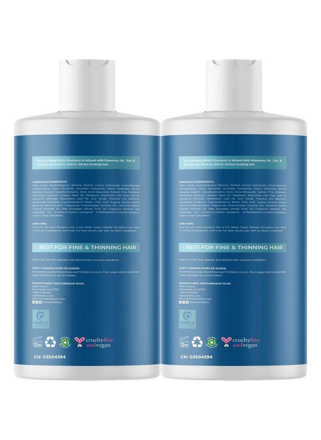 Volumizing Biotin Shampoo for Thinning Hair - Thin Hair Shampoo with Rosemary Argan and Essential Oils for Hair Care - Vegan Sulfate Free Shampoo for Damaged Dry Hair Paraben and Cruelty Free 2 Pack
