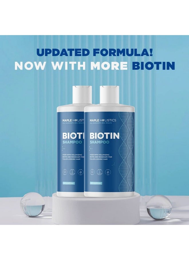 Volumizing Biotin Shampoo for Thinning Hair - Thin Hair Shampoo with Rosemary Argan and Essential Oils for Hair Care - Vegan Sulfate Free Shampoo for Damaged Dry Hair Paraben and Cruelty Free 2 Pack