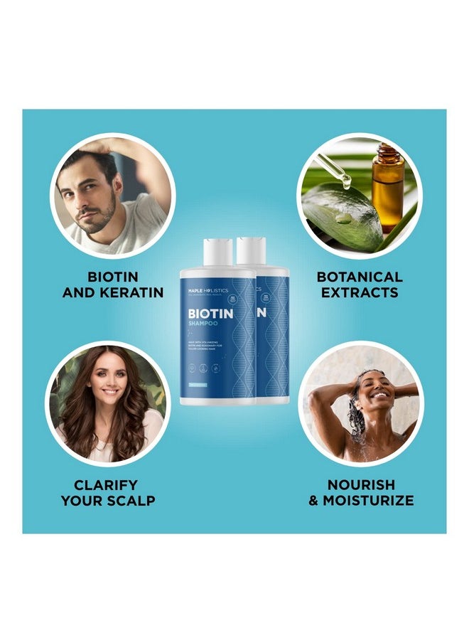 Volumizing Biotin Shampoo for Thinning Hair - Thin Hair Shampoo with Rosemary Argan and Essential Oils for Hair Care - Vegan Sulfate Free Shampoo for Damaged Dry Hair Paraben and Cruelty Free 2 Pack