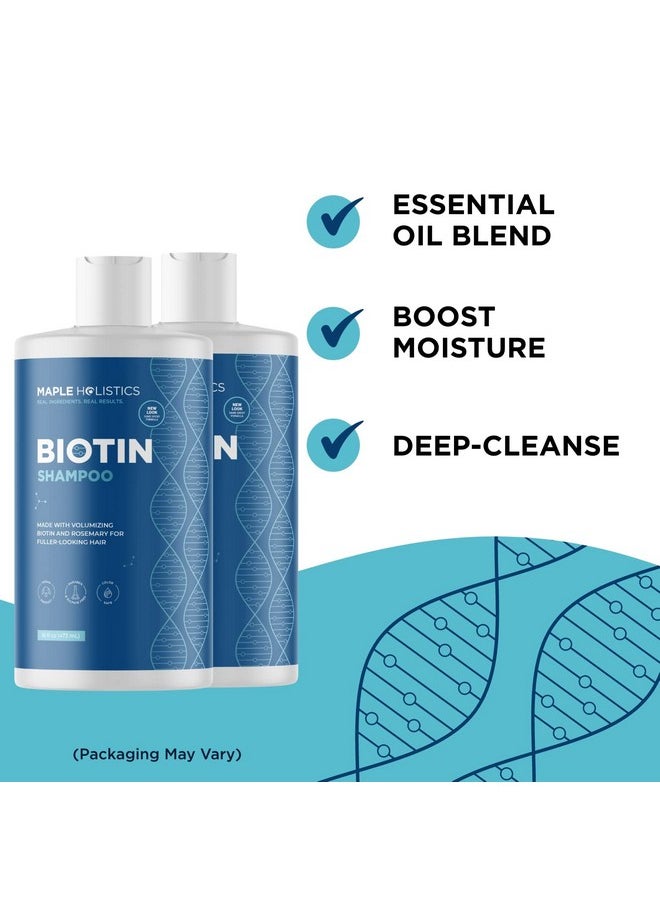 Volumizing Biotin Shampoo for Thinning Hair - Thin Hair Shampoo with Rosemary Argan and Essential Oils for Hair Care - Vegan Sulfate Free Shampoo for Damaged Dry Hair Paraben and Cruelty Free 2 Pack