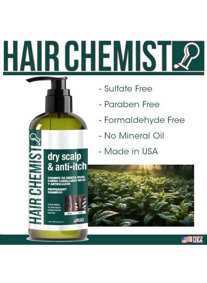 Hair Chemist Peppermint Shampoo for Dry Scalp & Anti-Itch Relief 33.8 oz. - Nourishing Formula that Soothes Irritated, Dry Scalp, Sulfate Free Shampoo Made with Natural Ingredients