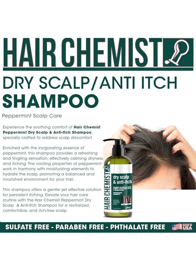 Hair Chemist Peppermint Shampoo for Dry Scalp & Anti-Itch Relief 33.8 oz. - Nourishing Formula that Soothes Irritated, Dry Scalp, Sulfate Free Shampoo Made with Natural Ingredients