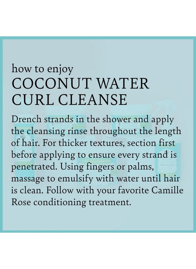 Camille Rose Coconut Water Curl Cleanse, Sulfate Free Hydrating Shampoo, with Coconut, Castor, and Rosemary Oils, for Soft Bouncy Curls, 12 oz