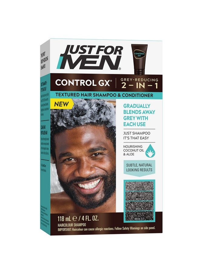 Just for Men Control GX Grey Reducing Shampoo for Textured Hair, Gradual Hair Color for Men, 4 Fl Oz (Pack of 1)