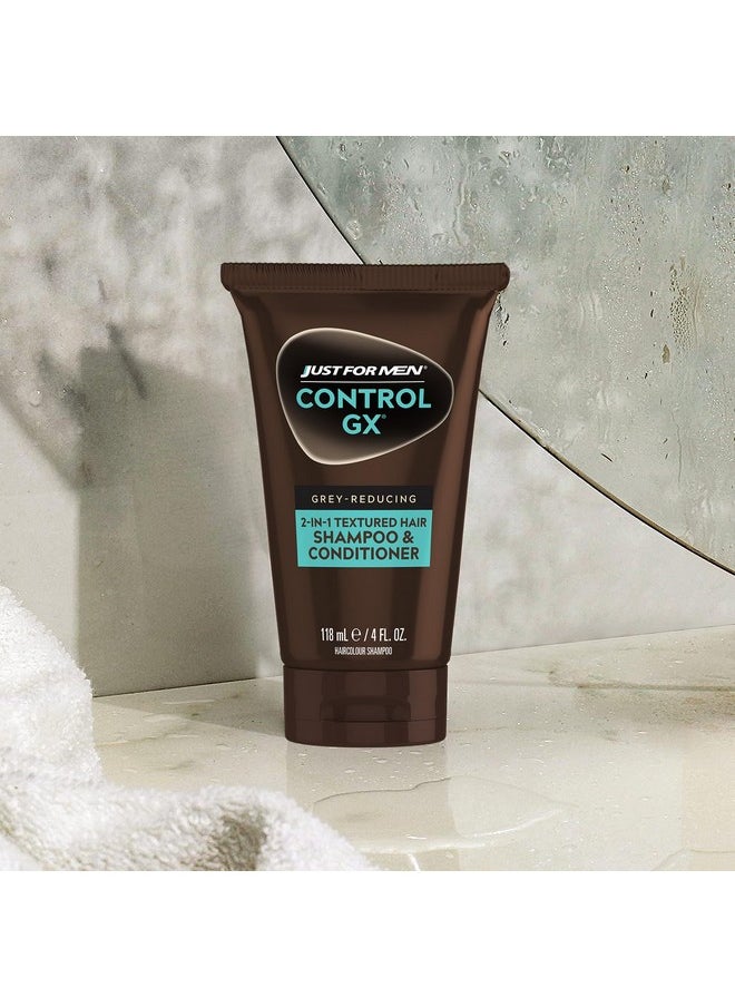 Just for Men Control GX Grey Reducing Shampoo for Textured Hair, Gradual Hair Color for Men, 4 Fl Oz (Pack of 1)