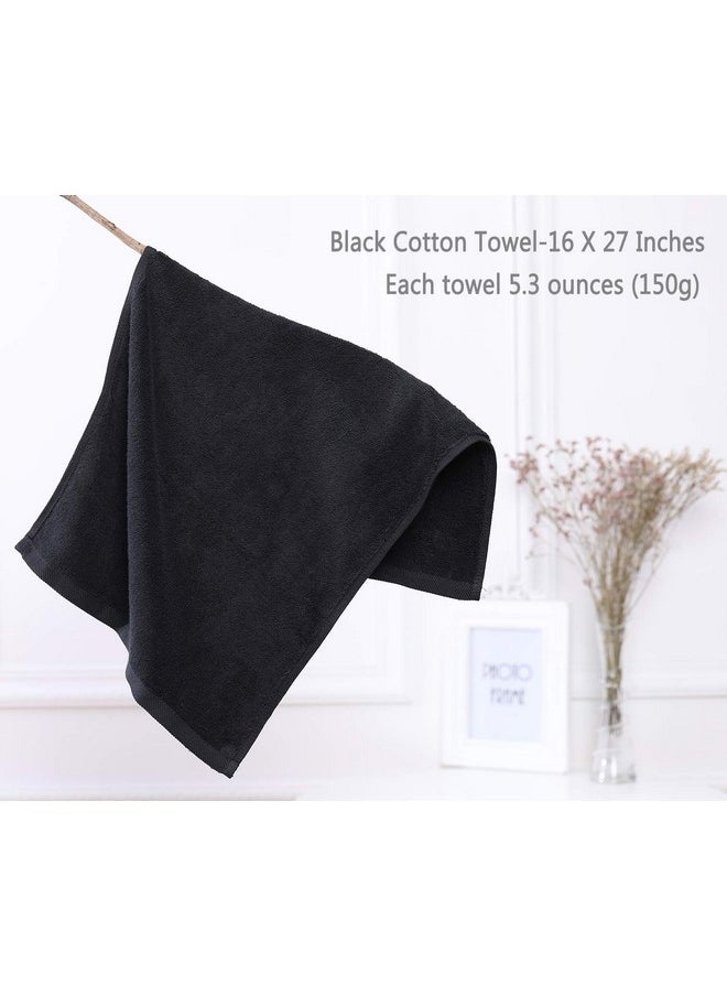 PERFEHAIR Black Salon Towels (2-Pack, 16 X 27 Inches)-Barber Hand Cotton Towel for Gym, Bath, Spa, Shaving, Shampoo