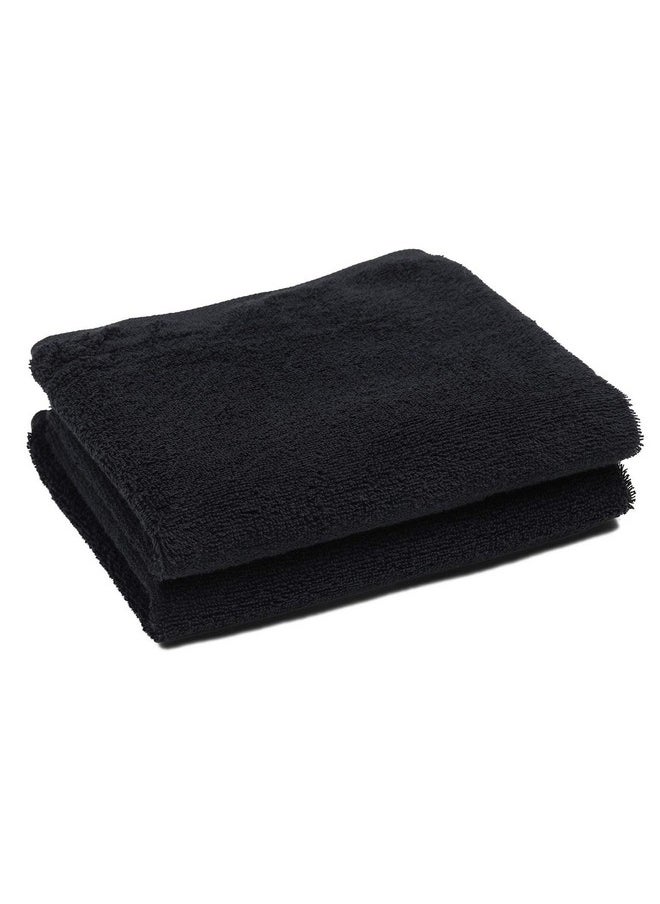 PERFEHAIR Black Salon Towels (2-Pack, 16 X 27 Inches)-Barber Hand Cotton Towel for Gym, Bath, Spa, Shaving, Shampoo