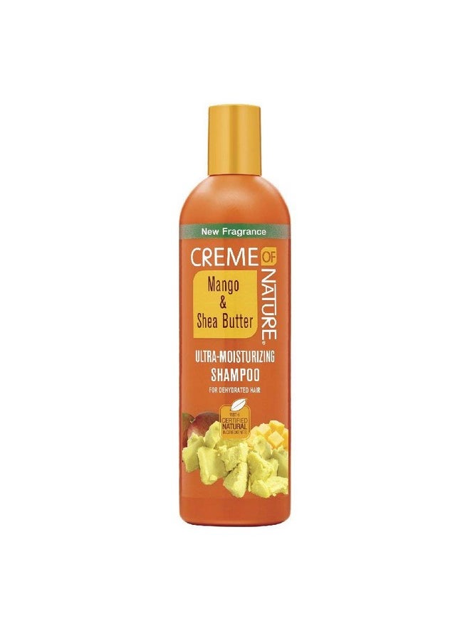 Shampoo with Mango & Shea Butter by Creme of Nature, Ultra Moisturizing for Dry Dehydrated Hair, 12 Fl Oz