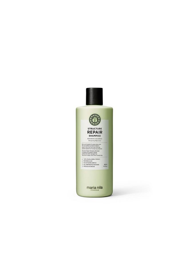 Maria Nila Structure Repair, Shampoo 11.8 Fl Oz, For Damaged & Chemically Treated Hair, Algae Extract Rebuilds & Moisturizes, 100% Vegan & Sulfate/Paraben free