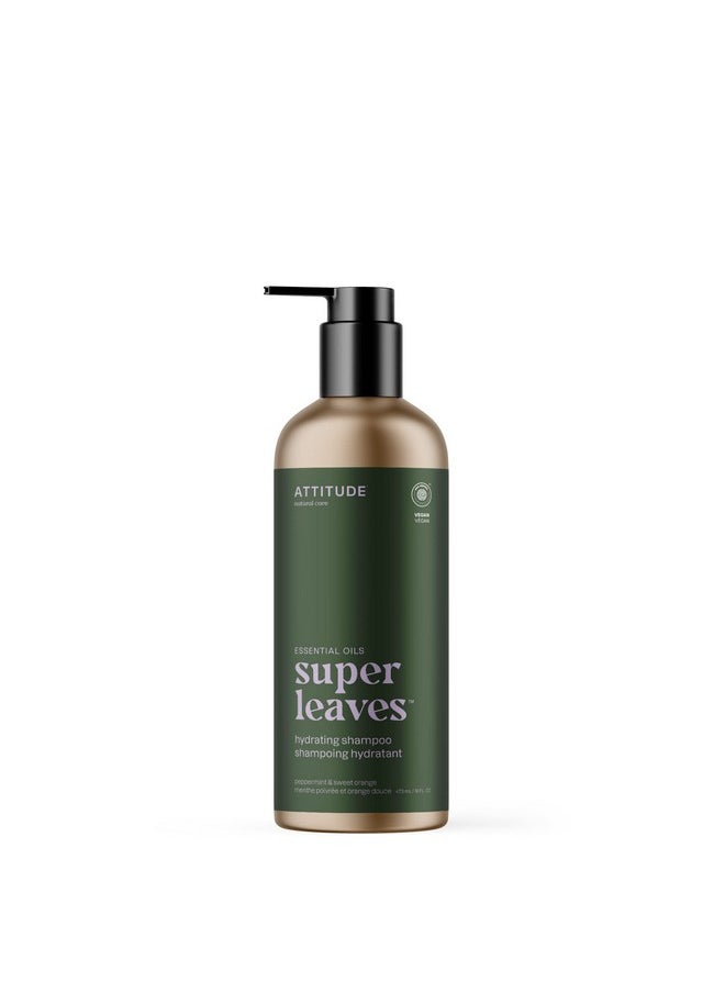ATTITUDE Hydrating Hair Shampoo with Essential Oils, EWG Verified, Plant and Mineral-Based Ingredients, Vegan Beauty Products, Refillable Aluminum Bottle, Peppermint & Sweet Orange, 16 Fl Oz