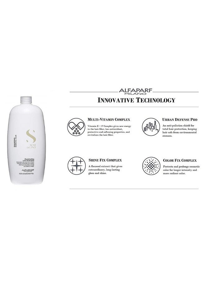 ALFAPARF MILANO Professional Diamond Shampoo -For Instant Shiny Hair - Normal Hair, Adds Radiance Sulfate, Paraben And Paraffin Free, Safe For Color Treated Salon Quality 1000Ml