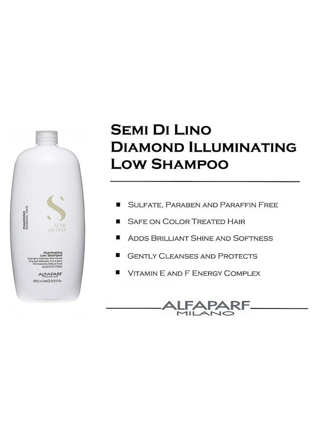 ALFAPARF MILANO Professional Diamond Shampoo -For Instant Shiny Hair - Normal Hair, Adds Radiance Sulfate, Paraben And Paraffin Free, Safe For Color Treated Salon Quality 1000Ml