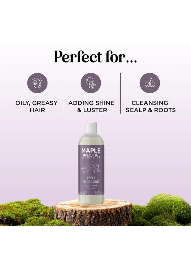Sage and Rosemary Shampoo Sulfate Free - Sage Oil Clarifying Shampoo for Build Up and Scalp Moisturizer - Oily Hair Shampoo for Greasy Hair and Dry Scalp Treatment with Essential Oils for Hair