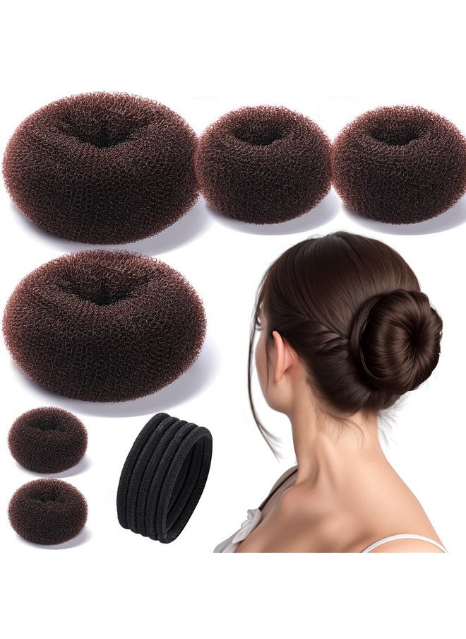 Teenitor Donut Hair Bun Maker Set, Hair Bun Shaper Set with Large, Medium, Small Hair Donuts For Buns, Hair Accessories For Girls, 5 Elastic Bands