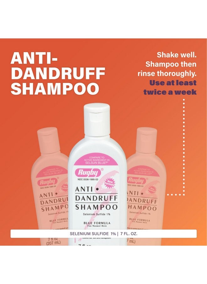 Rugby Selenium Sulfide Anti-Dandruff Shampoo - Blue Formula for Normal Hair - 7 Oz