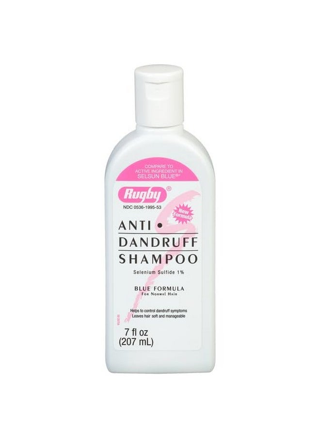 Rugby Selenium Sulfide Anti-Dandruff Shampoo - Blue Formula for Normal Hair - 7 Oz
