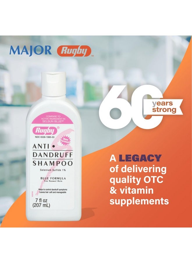 Rugby Selenium Sulfide Anti-Dandruff Shampoo - Blue Formula for Normal Hair - 7 Oz