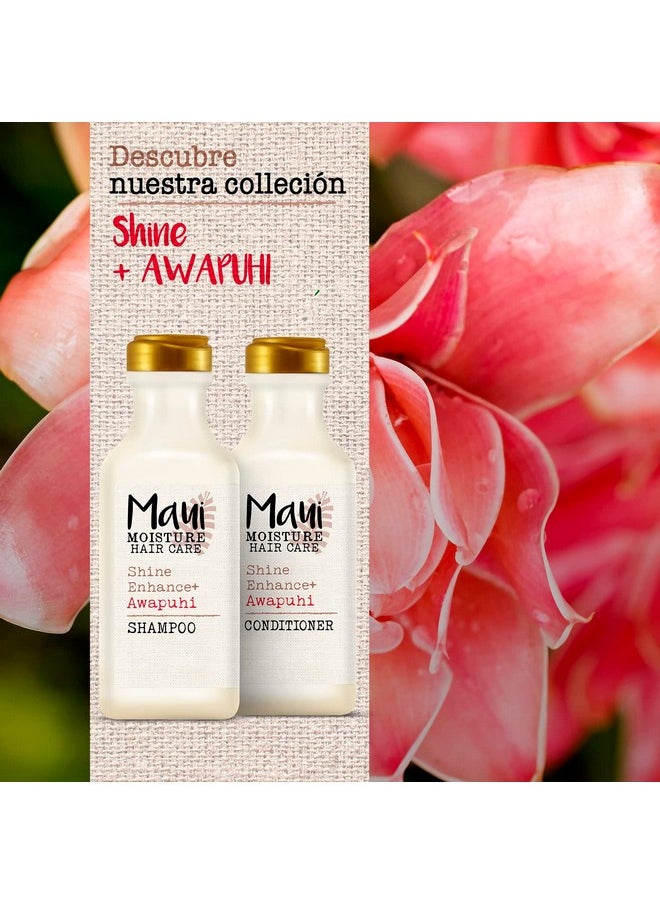Maui Moisture Shine + Awapuhi Moisturizing Vegan Shampoo with Coconut Oils for Shiny Hair, Silicone-Free & Sulfate-Free Surfactant Aloe Shampoo to Detangle & Hydrate Dull Hair, 13 fl. Oz