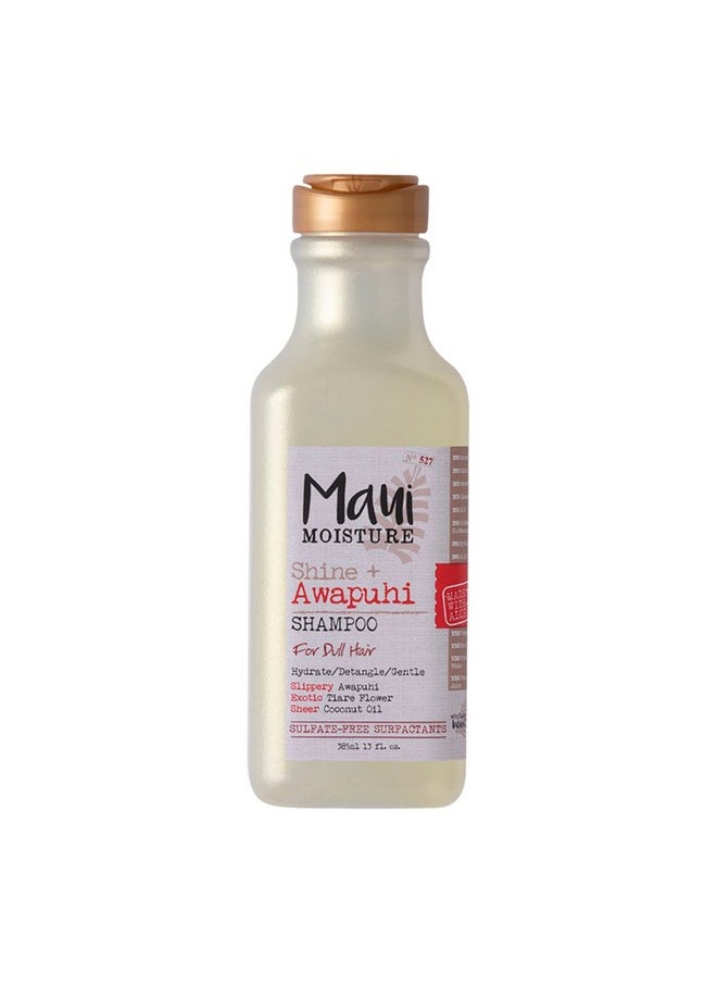 Maui Moisture Shine + Awapuhi Moisturizing Vegan Shampoo with Coconut Oils for Shiny Hair, Silicone-Free & Sulfate-Free Surfactant Aloe Shampoo to Detangle & Hydrate Dull Hair, 13 fl. Oz