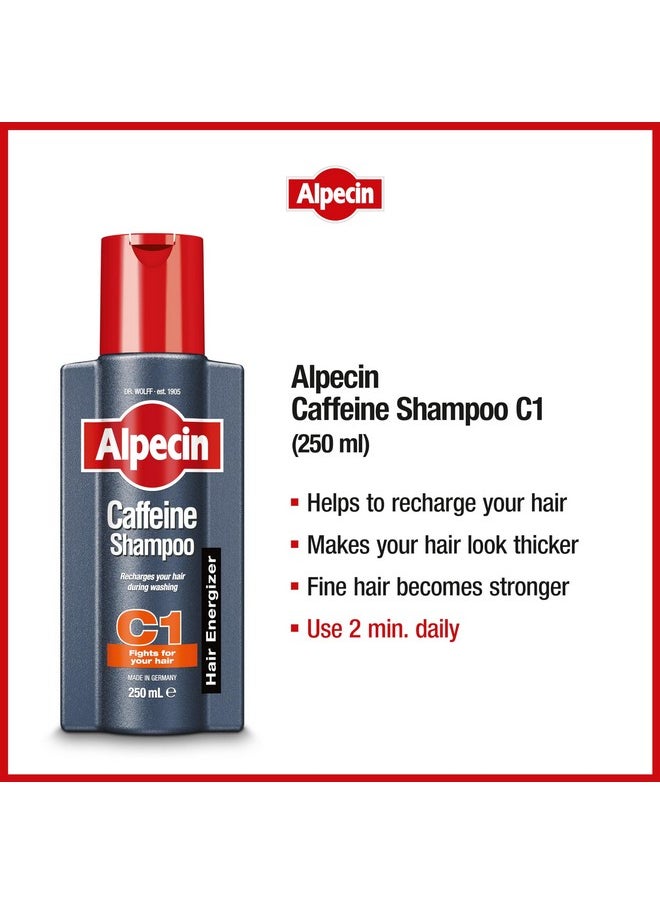 Alpecin C1 Caffeine Shampoo, 8.45 fl oz, Cleanses the Scalp to Promote Natural Hair Growth, Leaves Hair Feeling Thicker and Stronger