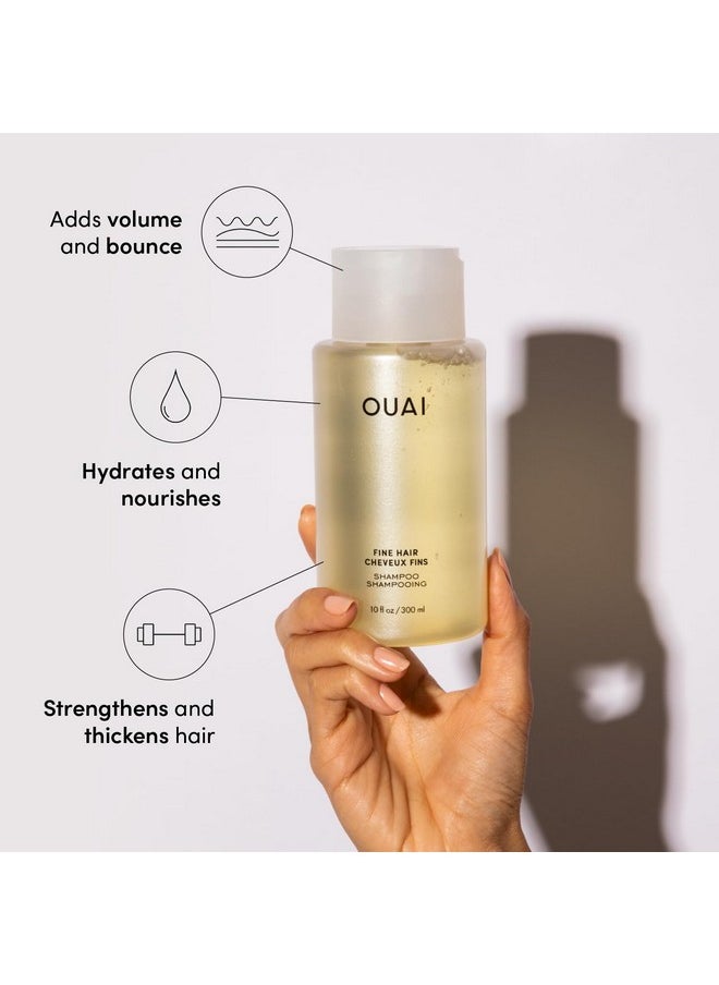 OUAI Fine Shampoo - Volumizing Shampoo with Strengthening Keratin, Biotin & Chia Seed Oil for Fine Hair - Delivers Clean, Weightless Body - Paraben, Phthalate & Sulfate Free Hair Care (10 Fl Oz)