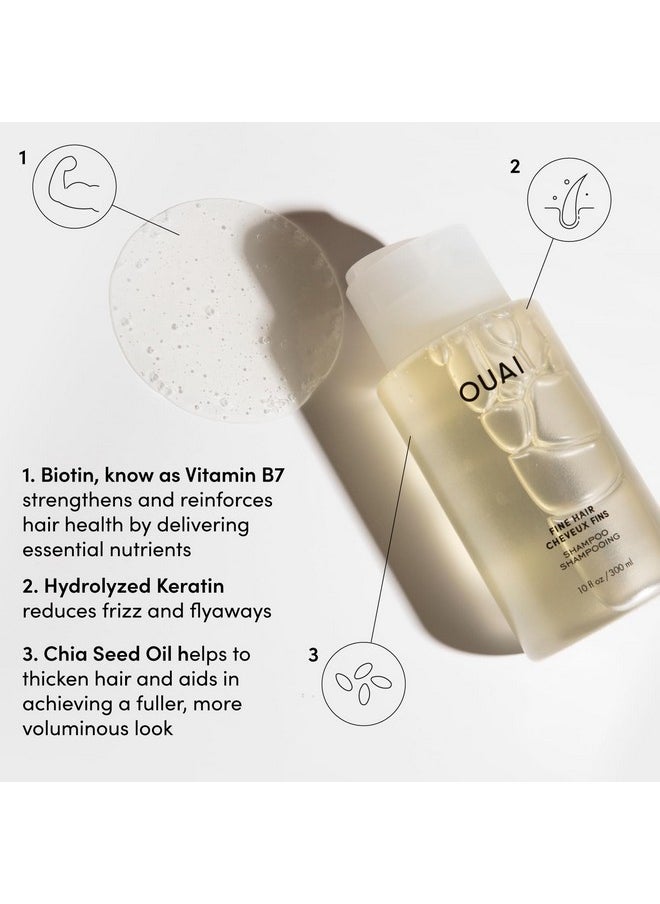 OUAI Fine Shampoo - Volumizing Shampoo with Strengthening Keratin, Biotin & Chia Seed Oil for Fine Hair - Delivers Clean, Weightless Body - Paraben, Phthalate & Sulfate Free Hair Care (10 Fl Oz)
