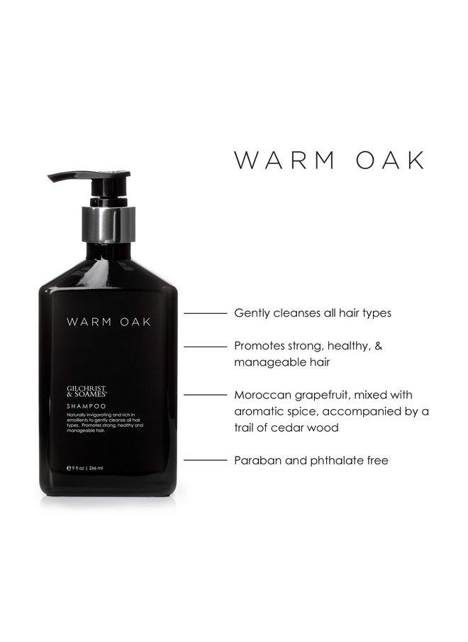 Gilchrist & Soames Warm Oak Shampoo - 9oz - Promotes Strong and Healthy Hair, All Hair Types, Zero Parabens, Sulfates, and Phthalates