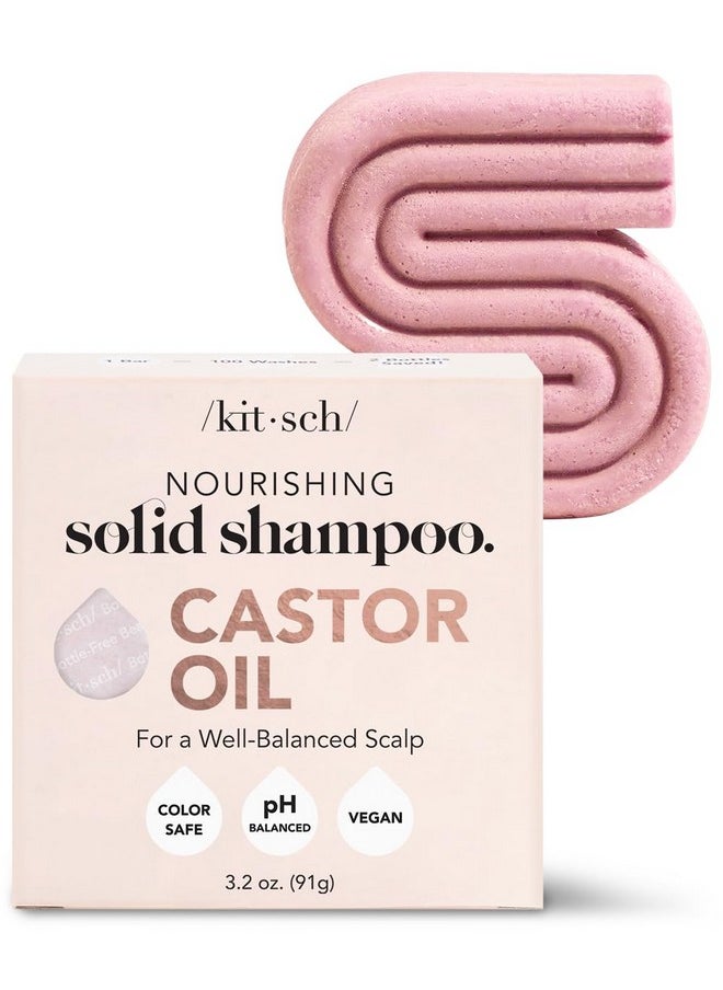 Kitsch Castor Oil Shampoo Bar for Hair Hydration & Moisturizing | Vegan & All Natural Solid Shampoo | Made in USA | for Dull & Dry Hair | Strengthens Hair | Paraben Free, 3.2oz