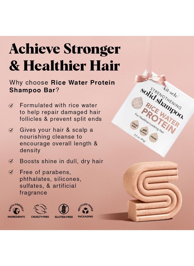Kitsch Rice Water Shampoo Bar | Vegan & All Natural | Made in US | Rice Shampoo Bar for Strengthening Weak or Damaged Hair | Paraben Free | Sulfate Free, 3.2oz