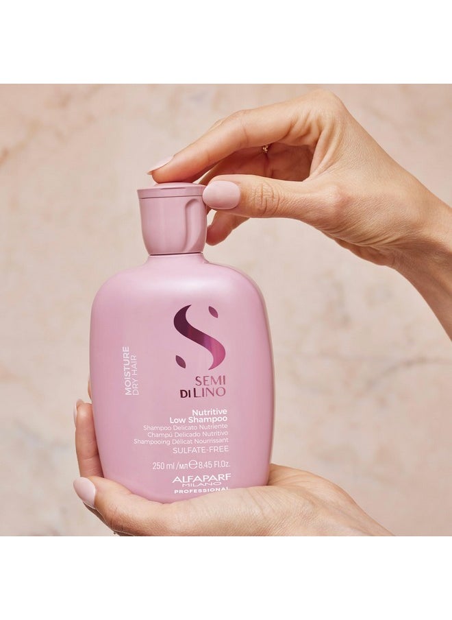ALFAPARF MILANO Semi Di Lino Moisture Nutritive Low Shampoo - Sulfate Free Shampoo for Color Treated Hair - Moisturizing Hair Shampoo for Dry Hair - Paraben & Paraffin-Free (250 ml / 8.45 Fl. Oz)