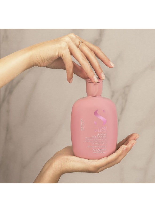 ALFAPARF MILANO Semi Di Lino Moisture Nutritive Low Shampoo - Sulfate Free Shampoo for Color Treated Hair - Moisturizing Hair Shampoo for Dry Hair - Paraben & Paraffin-Free (250 ml / 8.45 Fl. Oz)